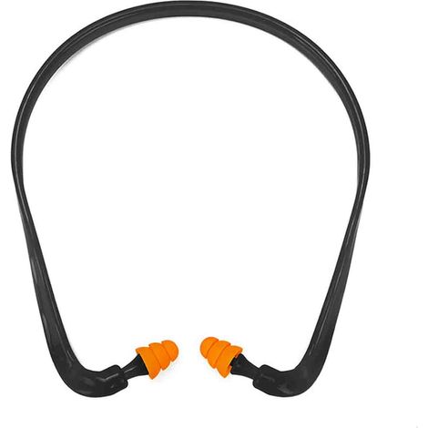 Par de tapones para los oídos reutilizables de silicona con elástico, reducción de ruido, para tiro, construcción, trabajo y caza. (1/5)