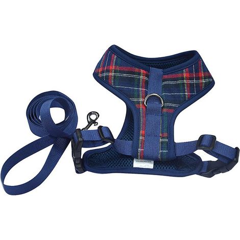 Mittelblaues Hunde-Westen- und Leinen-Set mit verstellbarem Brustgurt aus Polyester. (1/5)