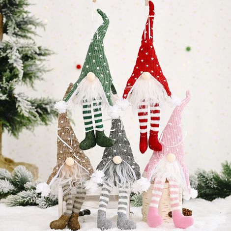 Jeffergarden Décorations de Noël Haobei, suspension de lampe en forme de pied de vieil homme de la forêt, style créatif et original, couleur kaki. (1/5)