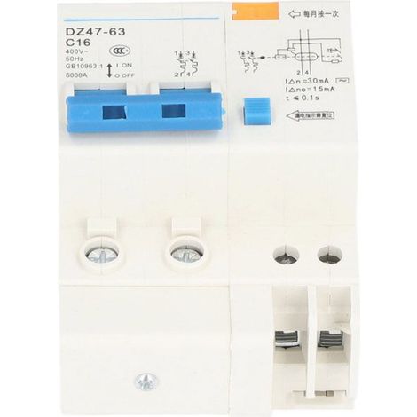 Disjoncteur De Fuite À La Terre - DZ47-63 C16 - 16 A - 30 Ma - AC 400 V - 6000 A - Pour Installation Électrique Domestique Et Professionnelle - 1 Pièce (1/5)