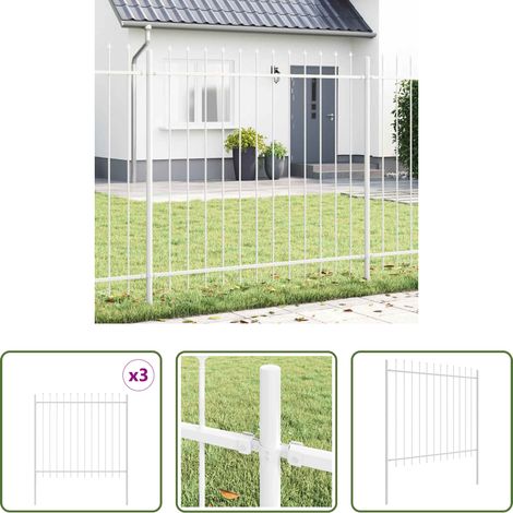 Gartenzaun 3 Stück - Gartenzaun 3 pcs Weiß 5,1 x 1,5 m Pulverbeschichteter Stahl (1/5)