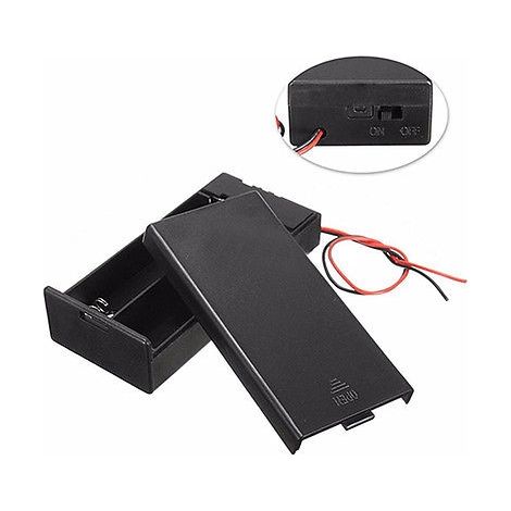 Cestello per 2 batterie 18650 con coperchio e interruttore