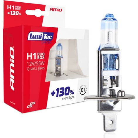 2er-Set Halogenlampen H1 12 V 55 W LumiTec LIMITED +130% weißeres Licht