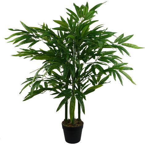 90cm Leaf Design UK Realistic Artificial Bamboo Plants / Trees Green (1/4)