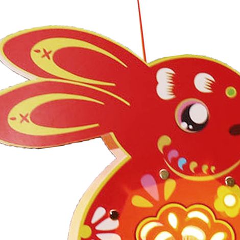 Lanterne suspendue en forme de lapin à faire soi-même pour la Fête des Lanternes du Printemps, avec lumière, à piles, pour enfants, rouge porte-bonheur (1/5)