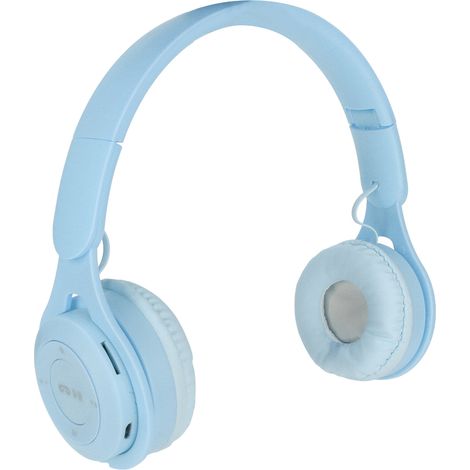 Casque audio enfant Y08 Macaron, élégant, stéréo, pliable, avec prise jack, Bluetooth, bleu