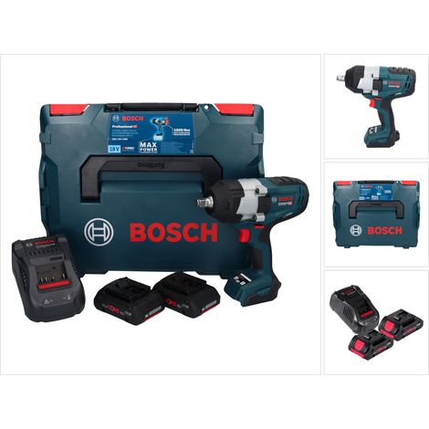 Bosch GDS 18V-1000 Avvitatore a impulsi professionale a batteria 18 V 1000 Nm BITURBO Brushless + 2x batteria ricaricabile ProCORE 4,0 Ah + caricabatterie + L-Boxx