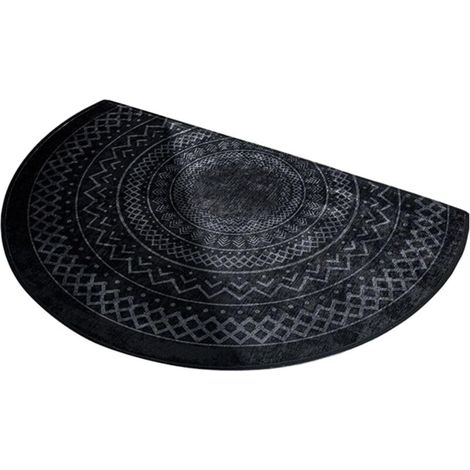 Schwarze 50x80cm. Rutschfeste Schlafzimmermatte, halbkreisförmige Fußmatte für Büro, Waschküche, Küche.