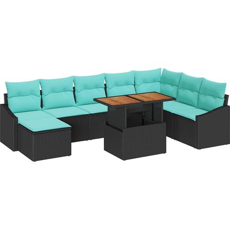 Garden Sofa Set 9 pcs Black and Teal vidaXL (1/5)
