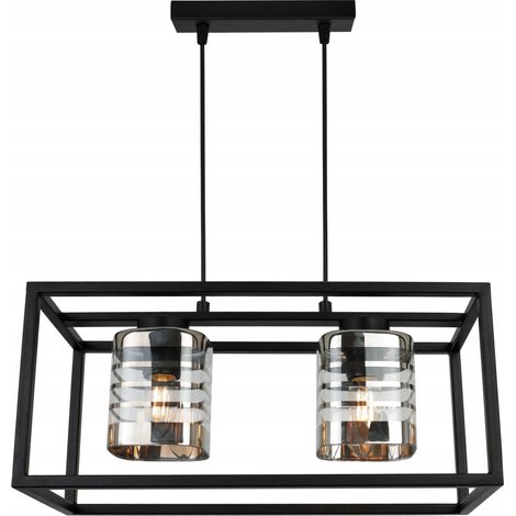 LAMPE SUSPENDU CAGE ÉLÉGANT ABAT-JOUR EN VERRE