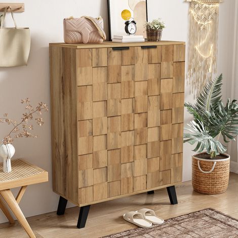 Scarpiera a 5 scomparti, 80,5 x 35 x 109,5 cm, ripiani regolabili, effetto legno DESVIAE (1/5)