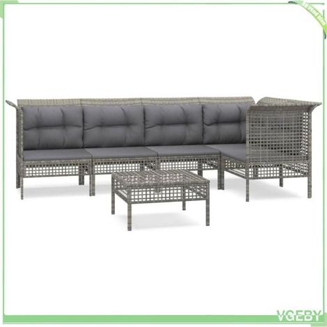 Salon de jardin - FAFEICY - 3187508 - Gris - Résine tressée (rotin poly) - Modulaire 6 pcs (1/5)