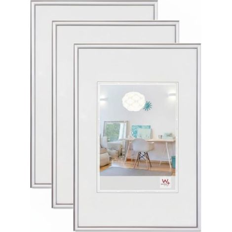 Lot De 3 Cadres Photo En Plastique, Argentés, 29,7 x 42 cm (1/5)