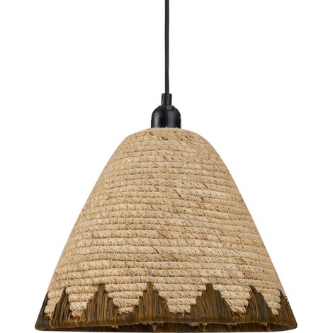 Lámpara colgante de hoja de maíz con pantalla de cúpula tejida de estilo boho natural Inksi