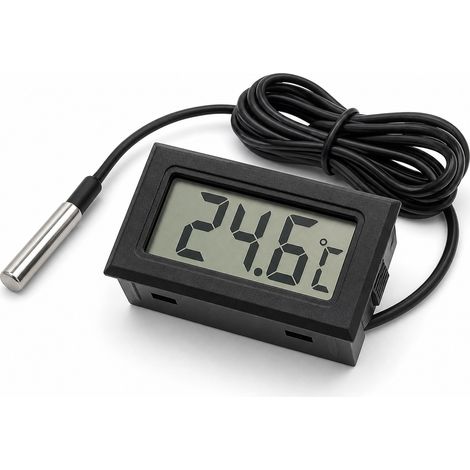 Digitales Mini-Einbau-Thermometer für Aquarium Kühlschrank Schwarz (1/5)