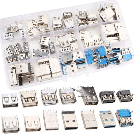 95PCS SB 2.0 3.0 Type A Male Female Plug, USB 2.0 3.0 Solder Connector, PCB Mount Connector for Computers, Mobile Phones and Other Electronic Devices (1/5)
