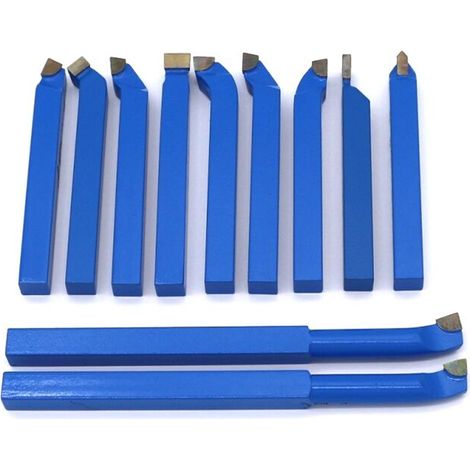 Kit de 11 outils de soudage en carbure pour tour CNC, fraises à pointe brasée en carbure, diamètres disponibles : 8 mm et 10 mm (en option). (1/2)