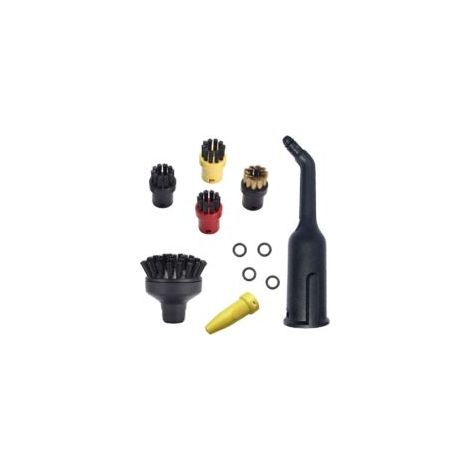 Juego de 4 accesorios para limpiadoras a vapor Karcher Easyfix SC1 SC2 SC3 SC4 SC5: cepillos redondos, cepillo redondo grande, boquilla y repuestos.