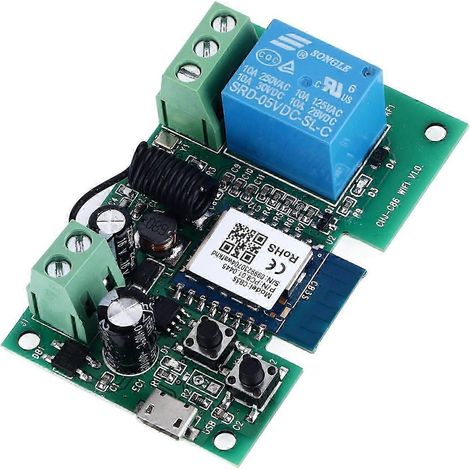 Module relais WiFi Bluetooth 2,4 GHz 2200 W avec application mobile et télécommande, module relais intelligent USB 5 V 732 V WHBYV (1/4)