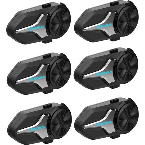 Auriculares Bluetooth para motocicleta, resistentes al agua IP65, alcance de 2 km, 6 unidades. (1/2)