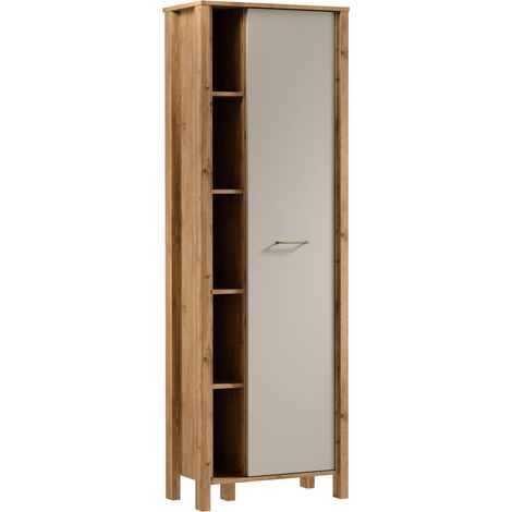 AX LIVING Bücher Regal Iseonia R1T – 66 cm breit, Eiche Wotan/Beige