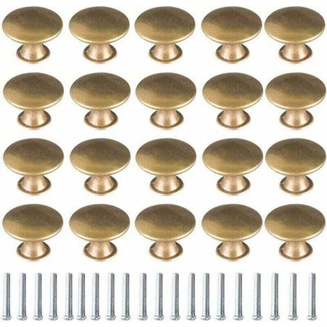 Bouton de Porte Laiton 20 Pièces Vintage Laiton Poignées Boutons de Meuble Boutons Porte de Tiroir Poignée de Meuble Bouton de Meuble Vintage pour Tiroir Armoire Meuble Cuisine de Placard