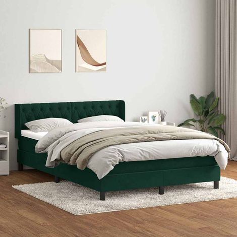 Sommier à lattes de lit et matelas vert foncé 160x220cm velours