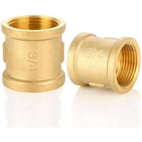 2 Stück Messingkupplung G3/4" weiblich/weiblich, Messingkupplung G3/4" (Ø24 mm), 2 x Innengewinde, Doppelkupplung G3/4" Messing weiblich/weiblich, Messinganschlüsse für Rohrverbindung (1/4)