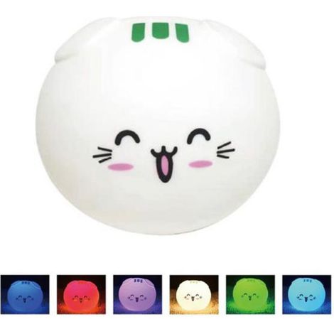 RGB-LED-TISCHLAMPE MIT TOUCH-FUNKTION, KATZENMOTIV, AUS WEICHEM SILIKON, FÜR KINDER