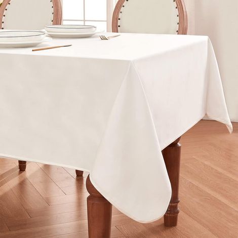 Nappe 140x180 cm Blanc Pur, déperlante, infroissable, aspect satiné