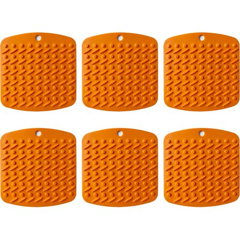Lot de 6 dessous de plat en silicone antidérapants et résistants à la chaleur, parfaits pour poser, sécher et poser plats, casseroles et poêles chaudes. (1/5)