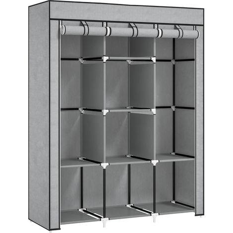 Light Grey Fabric Wardrobe with Rails and Shelves for Stylish Storage Solutions (1/5)