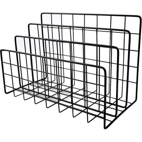 Porte Revues de Bureau, 3 Fentes Porte Documents en Métal, Porte-Lettres en Métal Pour Documents Bureau à Domicile, CD, Livres, Journaux, Noir (1/5)