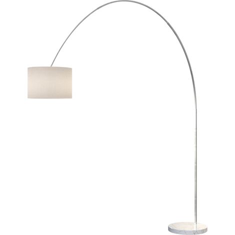 Piantana terra arco moderna top light turning 1187 b3 e27 led metallo tessuto lampada terra, paralume bianco