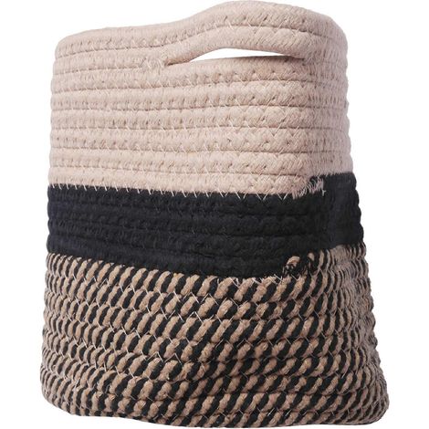 Geflochtener Aufbewahrungskorb aus Baumwollseil, faltbare Aufbewahrungsbox für Zuhause, strapazierfähiges Deko-Textil, Einzelpackung (1/5)