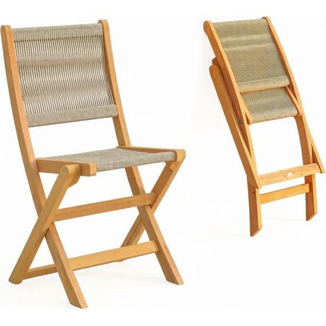 Chaise de loisirs polyvalente, chaise pliable extérieure assise et dossier tressés, chaise légère livrée par lot de 2 (1/4)