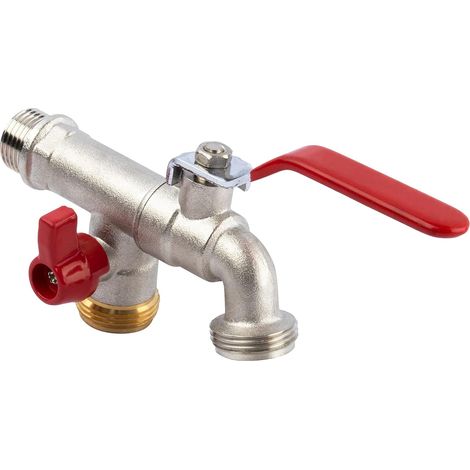 Robinet Laiton 1/4 Tour - 1 Pièce - Entrée 15x21 Sorties 20x27 - Vanne Eau (1/4)