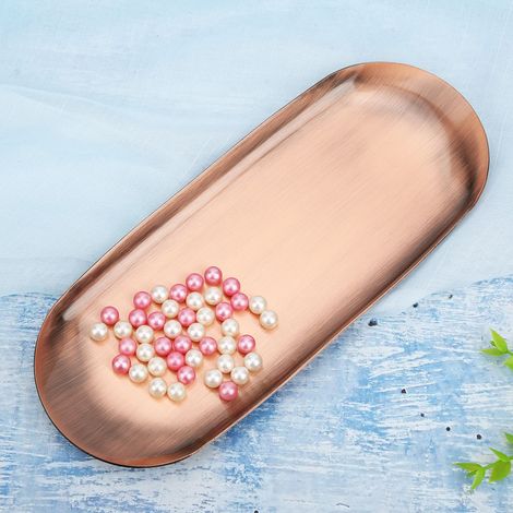 Plateau de service en acier inoxydable pour huiles essentielles, style vintage cuivré (1/3)