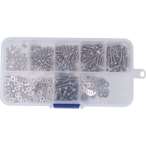 Assortiment de 360 vis, boulons, écrous et rondelles cruciformes en acier inoxydable M2.5 (1/5)