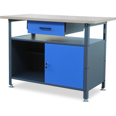 Établi ERIC, 1200 x 850 x 600 mm, bleu anthracite
