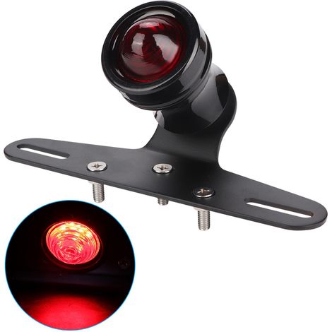 Feu arrière LED universel rétro pour moto, lentille convexe, feu stop et freinage (1/4)