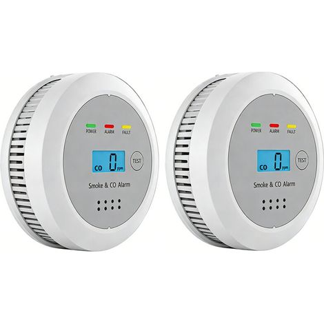 2Alarme Combinée Fumée + CO 2 en 1 avec Écran – Détecteur Incendie et Monoxyde de Carbone, 85dB, Pile non incluse, Cuisine (1/5)