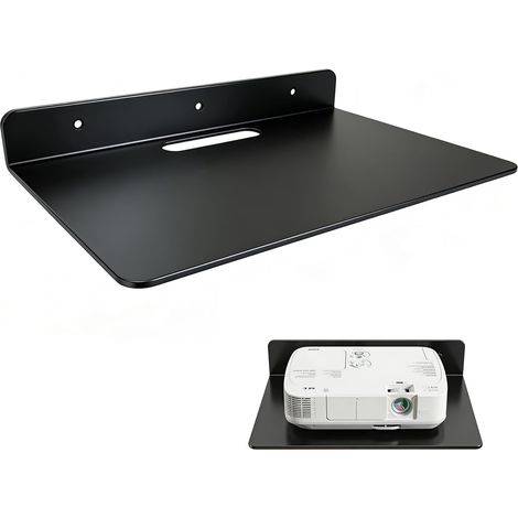 No Drilling Projector Wall Shelf Bracket, Wall Shelf without Drilling Wall Tablet Router with Cable Management Hole, 31 x 23.5 x 5.5 cm, for TV Set-Top Boxes, Smart Speaker, DVD Player (1/5)