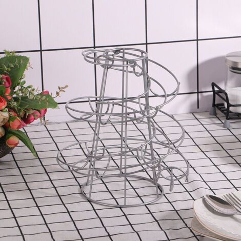 Support à œufs en spirale, support à œufs multifonctionnel en fer forgé, distributeur d'œufs en spirale créatif, adapté au comptoir de cuisine (argent) (1/4)