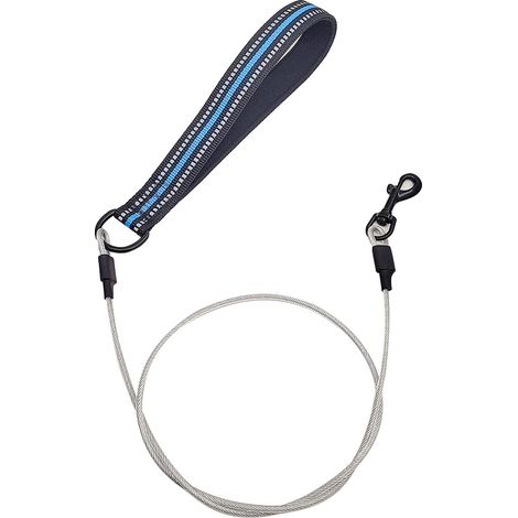 Laisse anti-morsures pour chien – Poignée rembourrée, corde en acier inoxydable, convient aux chiens de petite, moyenne et grande taille (bleu) (1/5)
