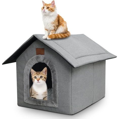 Cat House, 35x35x30cm, Winter Insulated, Foldable, Waterproof, Removable Cushion, Indoor/Outdoor (1/5)