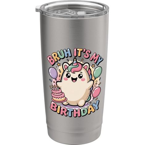 Pinceau à raviolis en forme de licorne pour garçons, filles et enfants, c'est mon anniversaire Gobelet isotherme en acier inoxydable double paroi (1/5)