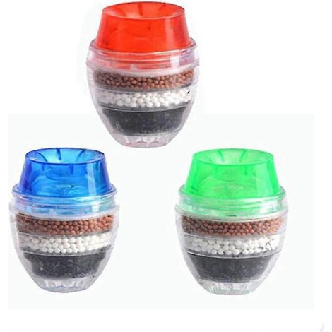 Lot de 3 filtres à eau à charbon actif pour robinet de cuisine, purificateur à 5 couches (1/4)