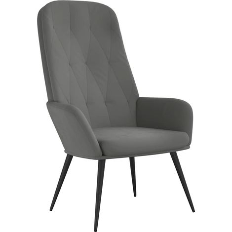 Chaise de Relaxation Fauteuil Confortable en Velours et Métal Gris Foncé 70 x 77 x 98 cm (1/5)
