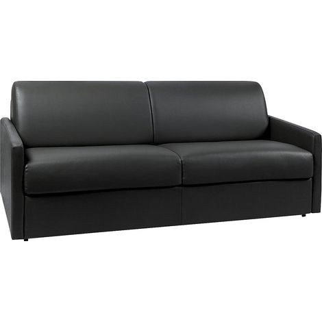 Divano letto 4 posti a ribalta in similpelle Nero - Larghezza Materasso 160 cm memory foam - Spessore da 22 cm - CALIFE
